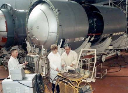 Space rocket research and production centre ('tskb - progress') in samara, russia, view of the assembly shop of the space rocket -carriers , a specialized design bureau and a plant are combined here, ...