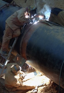 Belarus, november 21 2002: work on joining two stretches of belarussian part of yamal-europe gas pipeline (in pic), (photo viktor tolochko).