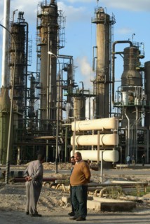 Baghdad, iraq 2/03: oil refinery on the outskirts of baghdad.