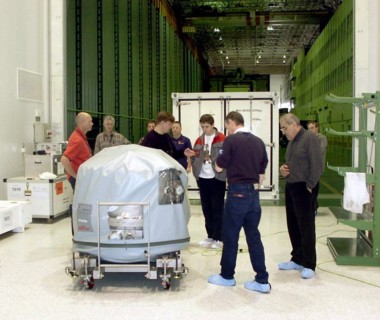 Kazakhstan, march 23, 2003, pre-launch work on the european space vehicle 'mars express' (in pic) began in baikonur.