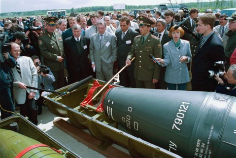 Caption: russia, kurgan area, demonstration of the shells, capable to carry the chemical weapon during a meeting of foreign participants of the civil-engineering design of a factory on destruction of ...
