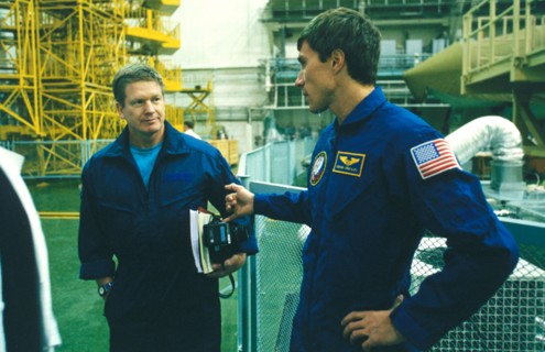 International space station, baikonur space center, 10/99: first iss crew member sergei krikalev (right) and us astronaut bill shephard.