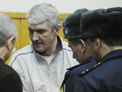 Moscow, russia, december 30, 2010, former menatep bank chief platon lebedev (background) appears in the khamovniki district court, lebedev and ex-yukos chief mikhail khodorkovsky were found guilty of ...