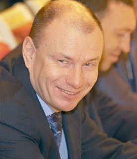Moscow, russia, march 24, 2005, president of interros holding vladimir potanin smiles during a meeting held by russian president vladimir putin with representatives of the russian union of industriali...