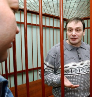 Moscow region, russia, april 15, 2005, former federal security service (fsb) officer mikhail trepashkin seen in the dock during the sitting of the dmitrovsky district court, where he was sentenced to ...