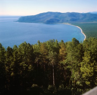 Ussr, irkutsk region, view over lake baikal, november 1973.