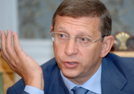 Moscow, russia,  june 8, 2006, chairman of the 'sistema' joint-stock financial corporation (jsfc) board of directors vladimir yevtushenkov seen at a press conference, where the operation of the compan...