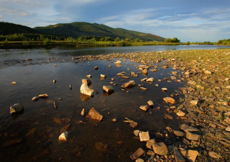 Irkutsk region, russia, july 27, 2011, lake baikal near listvyanka village.