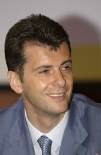 Mikhail prokhorov, ceo and president of the board of directors of mmc norilsk nikel, attends the annual shareholders meeting, held this year at moscow finance academy, june 30, 2005.