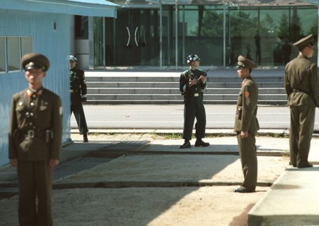 North korea's pyangmunjom frontier post, 168 km off pyongyang, on the military line of demarcation between the two korean states, that is the sole place where the hostile sides can come into contact.