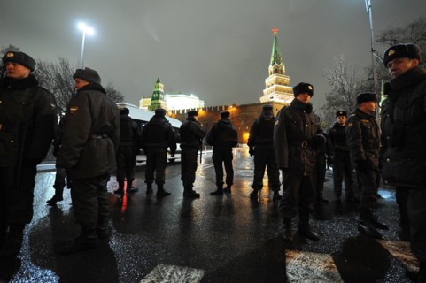 Moscow, russia, december 10, 2011, security measures tightened ahead of rally in moscow's revolution square against electoral fraud at recent parliamentary elections.