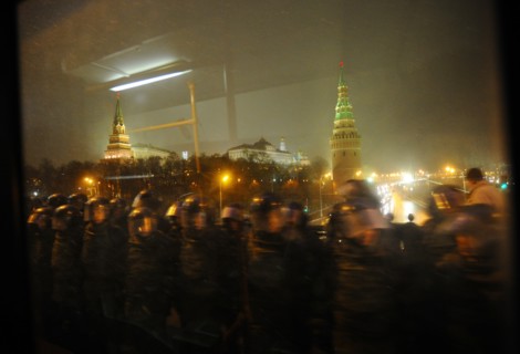 Moscow, russia, december 10, 2011, security measures tightened after a rally in moscow's revolution square against electoral fraud at recent parliamentary elections.
