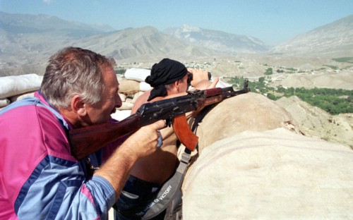 Makachkala ,daghestan, russia, august 19, daghestani residents of self-defence detachments seen skirmishing with the enemy as they are willing to put up resistance to the militants who broke into dagh...