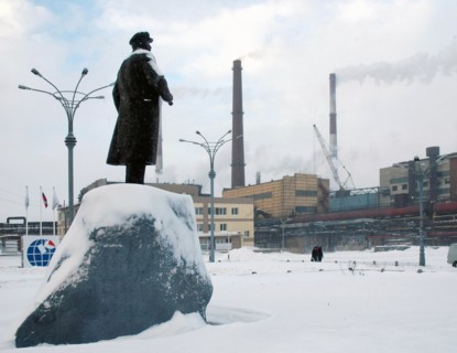 A view of the severonickel smelter at monchegorsk, murmansk region, the smelter is part of the norilsky nickel mining and smelting company, murmansk region, russia, february 10, 2006.