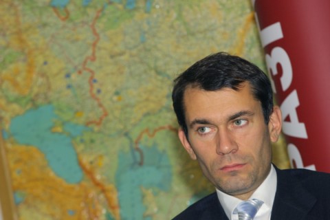 Moscow, russia, october 19, 2006, president of the russia's largest agricultural holding 'razgulyai' group igor potapenko attends a briefing held in the company's head office.