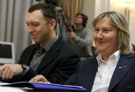 Chairman of the board of rusal oleg deripaska and inteko's owner elena baturina attend the session of the russia's council for the implementation of priority national projects and demographic policy c...
