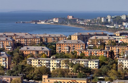 Panoramic view of the stoletiye (centennary) neighborhood, vladivostok, russia, 2006.