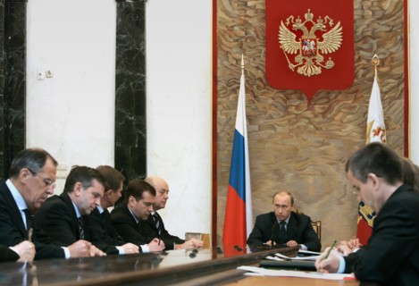 Foreign minister sergei lavrov, health and social development minister mikhail zurabov, defence minister sergei ivanov, first deputy prime minister dmitry medvedev, prime minister mikhail fradkov, rus...