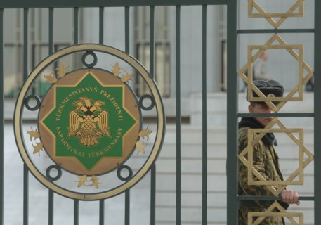 Gate to the president's palace in ashgabat, turkmenistan.