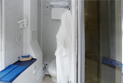 Moscow, russia, june 4, 2007, shower area inside a compartment on the golden eagle express, the new $25 million fully en-suite private train has been launched by long-distance luxury train operator gw...