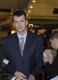 Krasnoyarsk, russia, february 19, oao polyus zoloto chairman of the board, onexim group president, mikhail prokhorov attends the 5th krasnoyarsk economic forum.