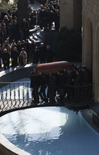 Tbilisi, georgia, february 28, 2008, funeral of georgian tycoon badri patarkatsishvili in the courtyard of his residence in tbilisi.