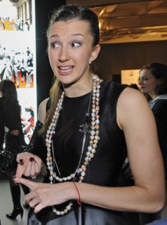 Moscow, russia, december 12, 2008, baibakov art center director maria baibakova appears at the opening of the invasion: evasion exhibition.