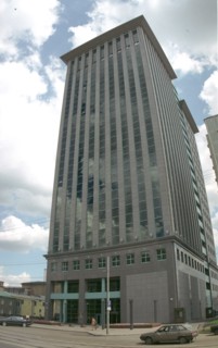 Moscow, russia, july 4, 2003, the building of the yukos company headquarters in moscow's dubininskaya street.