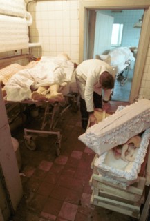 The morgue of the first children's hospital, moscow, russia, 3/92.