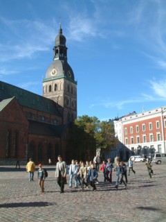 Dom square, riga, latvia, 2003, dom cathedral.