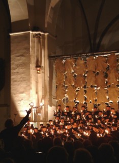 Vladimir martynov's mystery play 'apocalypse' staged in the dom cathedral, riga, latvia, 2003.