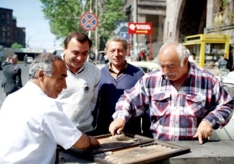 Street backgammon players,yerevan, armenia, 1996.