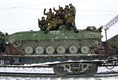 Chechnya, russia 1/3/97: last combat units of rf armed forces are withdrawn from chechnya.