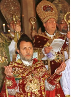 Enthronement of garegin ll (in foreground), supreme patriarch-catholicos of all armenians, in sacred echmiadzin, armenia,11/99.