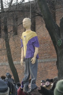 More than 5,000 pensioners toor part  in protest in nizhniy novgorod against the abolishment of social benefits, and higher rent and public utility charges, during the protest a dummy of president vla...