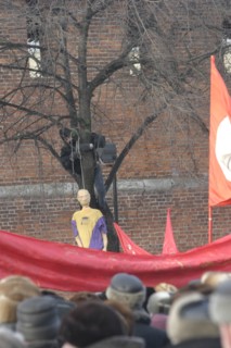 More than 5,000 pensioners toor part  in protest in nizhniy novgorod against the abolishment of social benefits, and higher rent and public utility charges, during the protest a dummy of president vla...