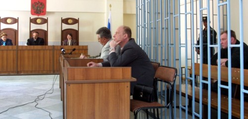Rostov-on-don, ussia, 5/14/02: trial of colonel yuri budanov on a charge of murdering a young chechen woman, the colonel was non compos mentis (not responsible for his actions) during the act of murde...