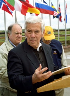 Kurgan region, russia, may 30 2002: richard lugar, head of the delegation of us senators and representatives, pictured during at the shchuchye disposal facility, as a group of the nuclear risk reducti...