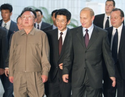 President vladimir putin (r) and visiting north korean leader kim jong-il pictured after their talks in vladivostok, russia on friday, august 23, 2002.