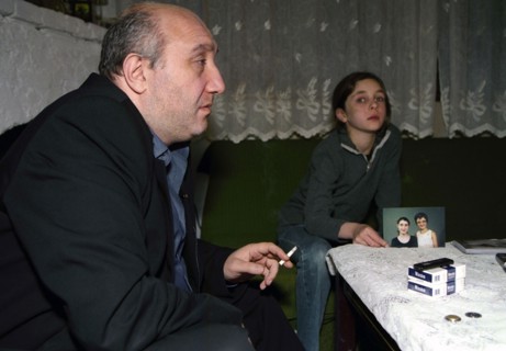 Tbilisi, georgia, october 25 2002: vakhtang chipashvili is ready to take the place of his 15-year-old daughter, who is among the hostages taken by chechen terrorists in a moscow theatre centre.