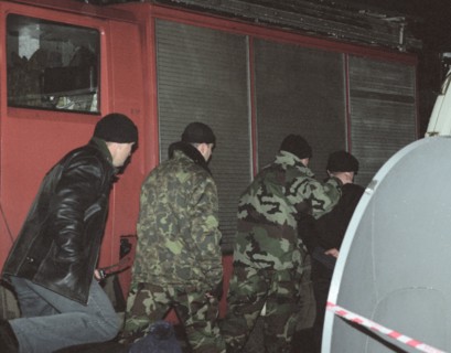 Moscow, russia, october 26 2002: chechen hostage crisis: an arrested terrorist (r), in the course of the operation to release the hostages 34 terrorists were killed, two arrested.