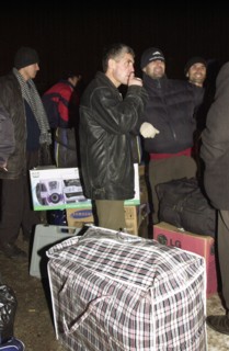 Moscow, russia, november 15 2002: tajik illegal immigrants (in pic) prior to their departure for chkalovsky airport for further deportation, the people's courts of khimki and podolsk districts took th...
