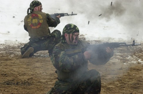 Moscow region, russia, november 15 2002: servicemen of special task force 'vityaz' demonstrating special police and military equipment for fighting terrorists at a shooting ground in balashikha near m...