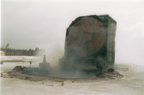 A missile silo after a test launch of the topol-m (rt-2utth), nato designation: ss-27, strategic missile, russia, december 2002.