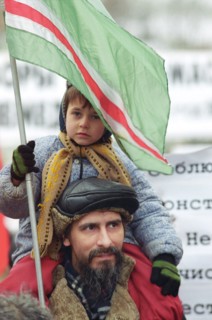 Moscow, russia, december 12, 2002: participants in the mass action 'demonstration for peace in chechnya: break the shameful circle of violence' (in pic) that took place on thursday, the participants i...
