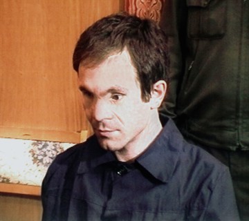 Moscow, russia, december 15 2002: chechen terrorist salman raduyev died in prison in perm region, were he was serving a lifetime term, picture shows salman raduyev during an interrogation at the lefor...