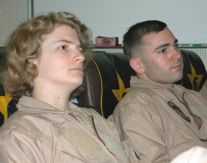 Mediterranean sea, uss theodore roosevelt, march 22, 2003, servicepersons pictured prior to the briefing for pilots, which was held here aboard the aircraft carrier theodore roosevelt before the begin...