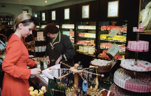 In retail store of design company ' new dawn ', moscow, russia, 7/03.