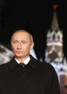 President vladimir putin in red square before his traditional new year address to the people of russia in the kremlin on december 31, 2003.