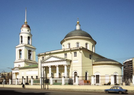 The great church of the ascension at nikitskiye gate square in moscow, russia.